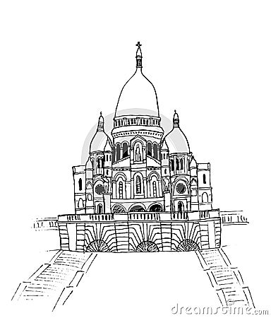 Basilica of Sacre Coeur Vector Illustration