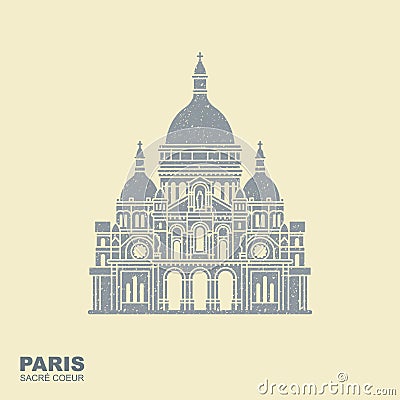 Basilica of the Sacre Coeur Paris. France monument landmark icon Vector Illustration