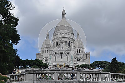 Basilica Sacre-Cour, church on the hill Editorial Stock Photo