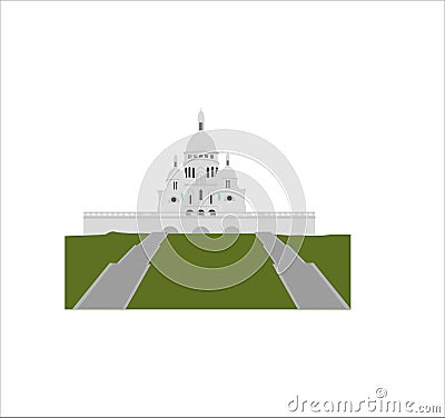 Basilica of the Sacred Heart of Paris in France for web and mobile design Cartoon Illustration