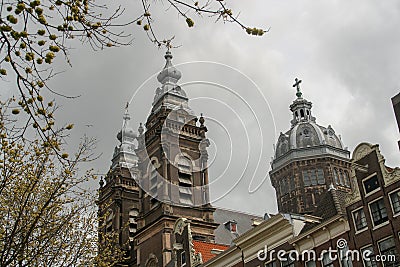 The Basilica of Saint Nicholas Dutch: Basiliek van de Heilige Nicolaas is located in the Old Centre district of Amsterdam, Nethe Stock Photo