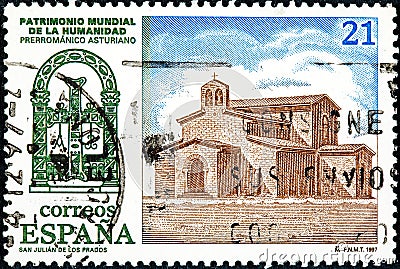 The basilica of San Julian de los Prados or Santullano, from the 9th century, in Oviedo Asturias Editorial Stock Photo