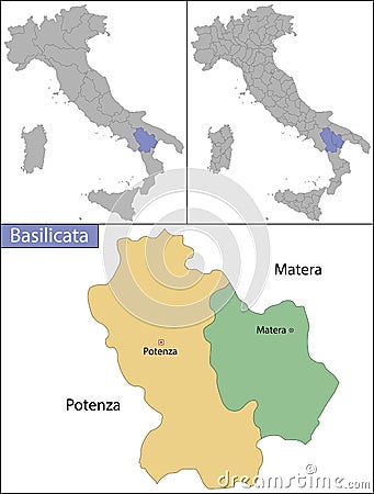 Basilicata is an administrative region in Southern Italy Vector Illustration