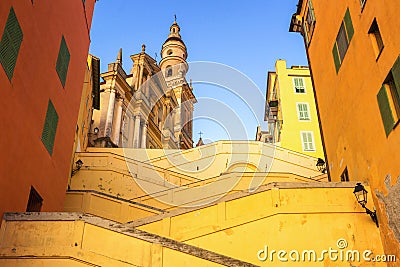 Basilique Saint Michel in Menton, France Stock Photo