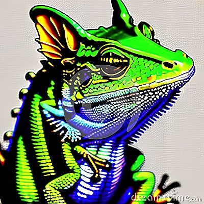 Basilisk Lizard Animal Style Print Design Logo. Generative AI. Stock Photo
