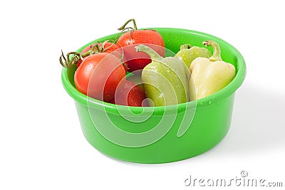 Basin with vegetables Stock Photo