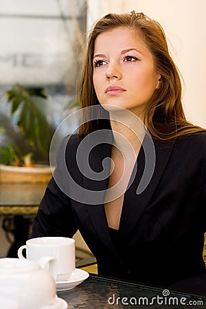 Basinesswoman in cafe Stock Photo