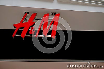 Basingstoke, UK - January 06 2017: Shop front sign of the H&M fashion store in Festival Place, Basingstoke Editorial Stock Photo