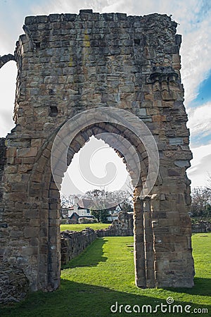 Basingwerk Abbey historic ruins in Greenfield, near Holywell North Wales. Editorial Stock Photo