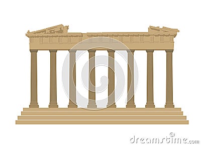 Vector silhouette of the Parthenon ruin at the Acropolis Citadel, Athens, Greece. Building Landmark Vector. Parthenon from Greek a Vector Illustration