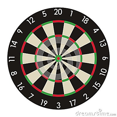 Dartboard professional design vector illustration. Original dart board with size and color realistic design. Vector Illustration