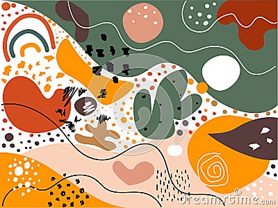 Hand drawn abstract pattern. Creative collage contemporary seamless pattern. Vector Illustration