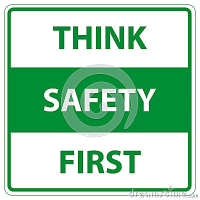 think safety first traffic sign on white Stock Photo