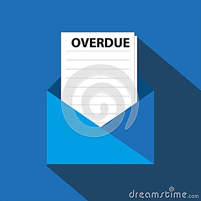 overdue with envelope on blue Stock Photo