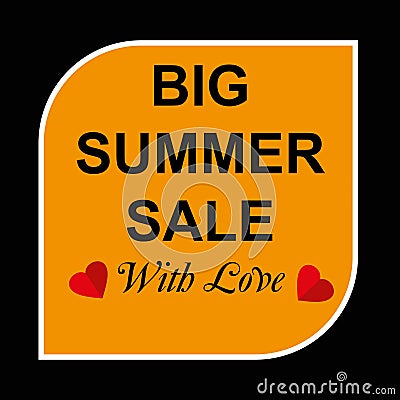 big summer sale with love on black Stock Photo