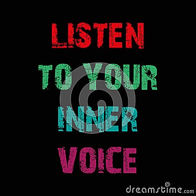 listen your inner voice on black Stock Photo