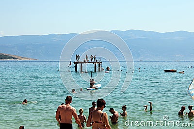 Baska, island Krk, Adriatic coast beaches, Croatia Editorial Stock Photo