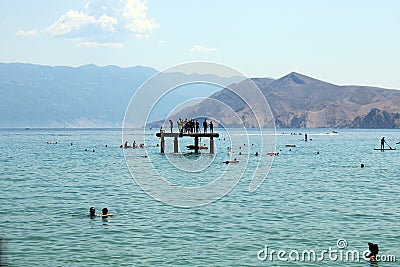 Baska, island Krk, Adriatic coast beaches, Croatia Editorial Stock Photo