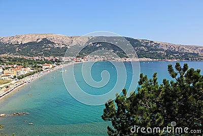 Baska, island Krk, Adriatic coast beaches, panorama, Croatia Stock Photo
