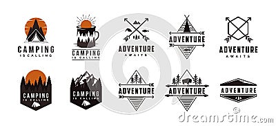 Set of vintage badge seal mountain adventure outdoor logo vector design Vector Illustration