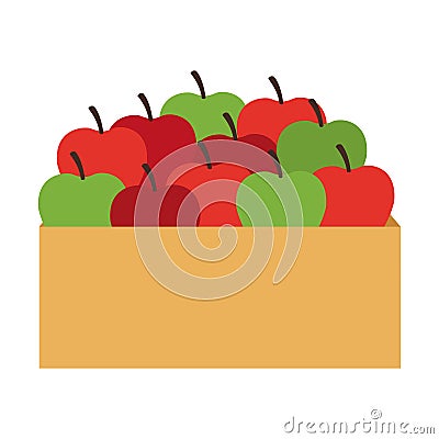 Basket apples fruit isolated Vector Illustration