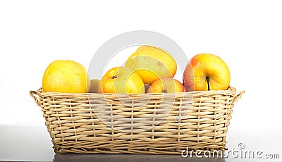 Basket of Apples Isolated on white Stock Photo