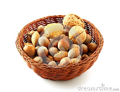 Basket of assorted nuts Stock Photo