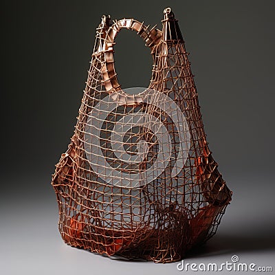 Wire Mesh Basket Bag Inspired By Bronze Sculptures Stock Photo