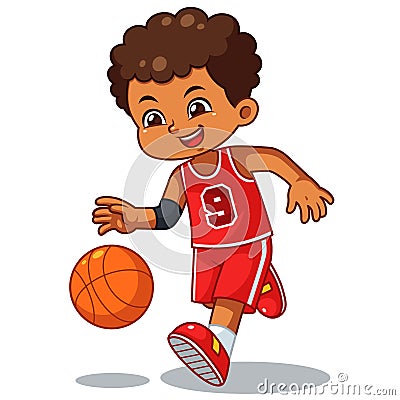 Basket Ball Boy Performing Dribble Stock Photo