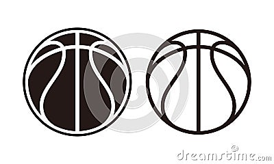 Basket ball, Sports balls minimal flat line icon Vector Illustration