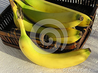 Basket of bananas 02 Stock Photo