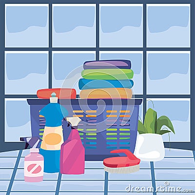 cleaning products and supplies design Cartoon Illustration