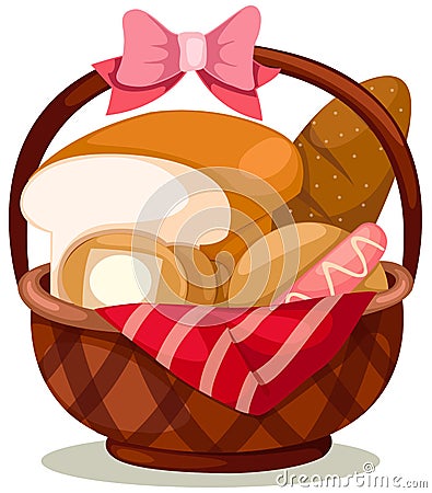 Basket of bread Vector Illustration