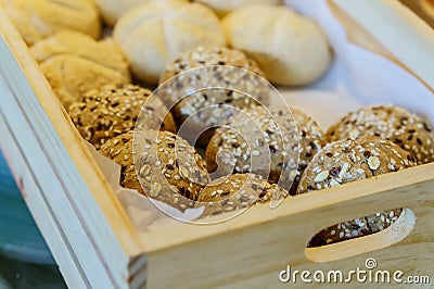Basket bread Stock Photo