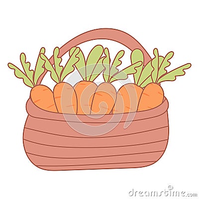 basket carrot dacha house garden hare rabbit easter eggs hunting holiday Vector Illustration