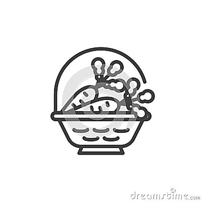 Basket with carrot line icon Vector Illustration