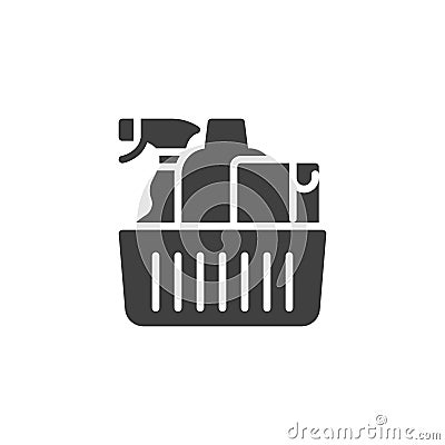 Basket for cleaning with detergents vector icon Vector Illustration