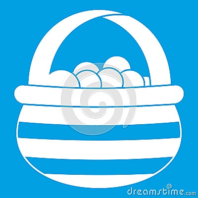 Basket with cranberries icon white Vector Illustration