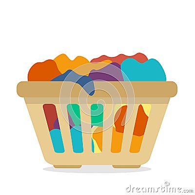 Basket with dirty clothes. Vector Illustration