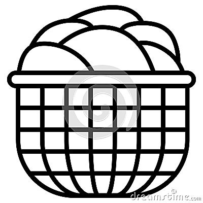 Basket for dirty clothes prepared for washing, clothes basket laundry Vector Illustration