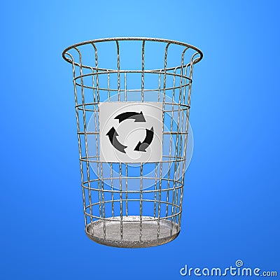 Recycling. Trash can. 3D render garbage basket Stock Photo
