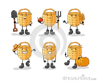 Basket farmer group character. cartoon mascot vector Vector Illustration