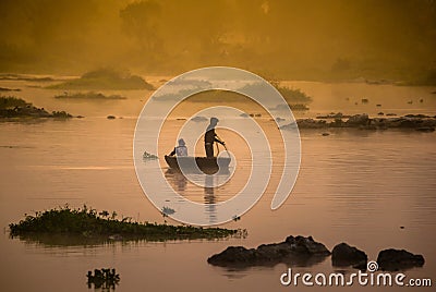 Basket Fishing in the morning Editorial Stock Photo