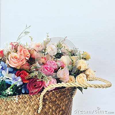 The basket of flower Stock Photo