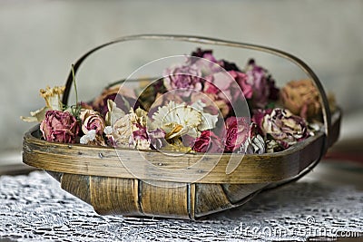 Basket of Flowers Stock Photo