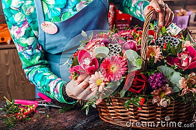 Basket of flowers. Stock Photo