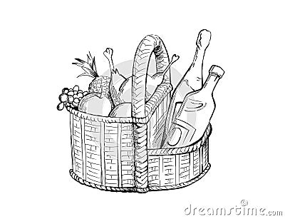 Basket with food Stock Photo