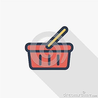 Basket of food, shopping, special offer, vector flat line icon design Vector Illustration