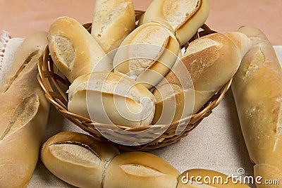 basket of french breads Stock Photo