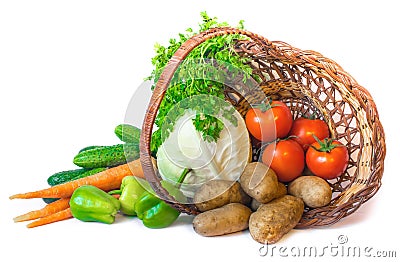 Basket with fresh vegetables Stock Photo